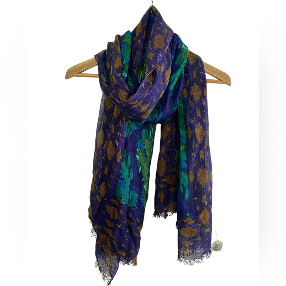 NWT Joy Susan Light Scarf Wrap Shawl Fringe Colorful Geometric Abstract Print